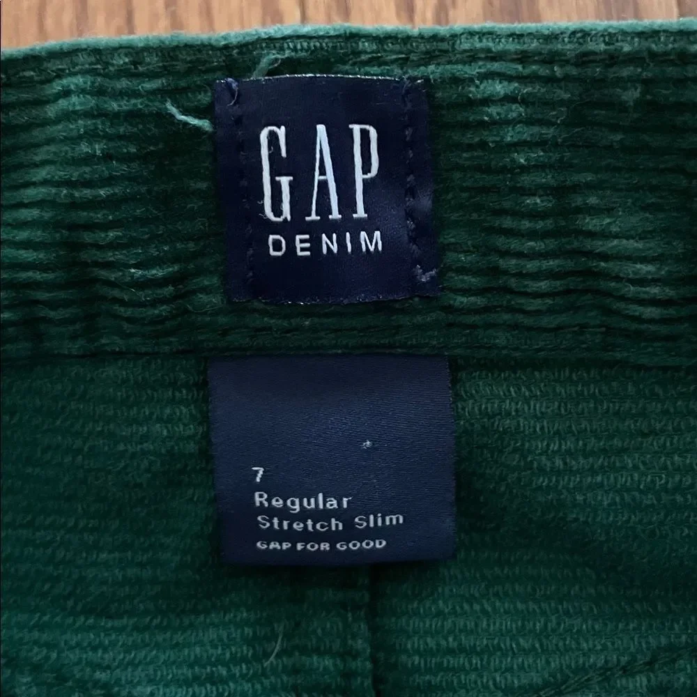 GAP Kids Regular Stretch Slim Corduroy Green Boy’s Pants Sz 7